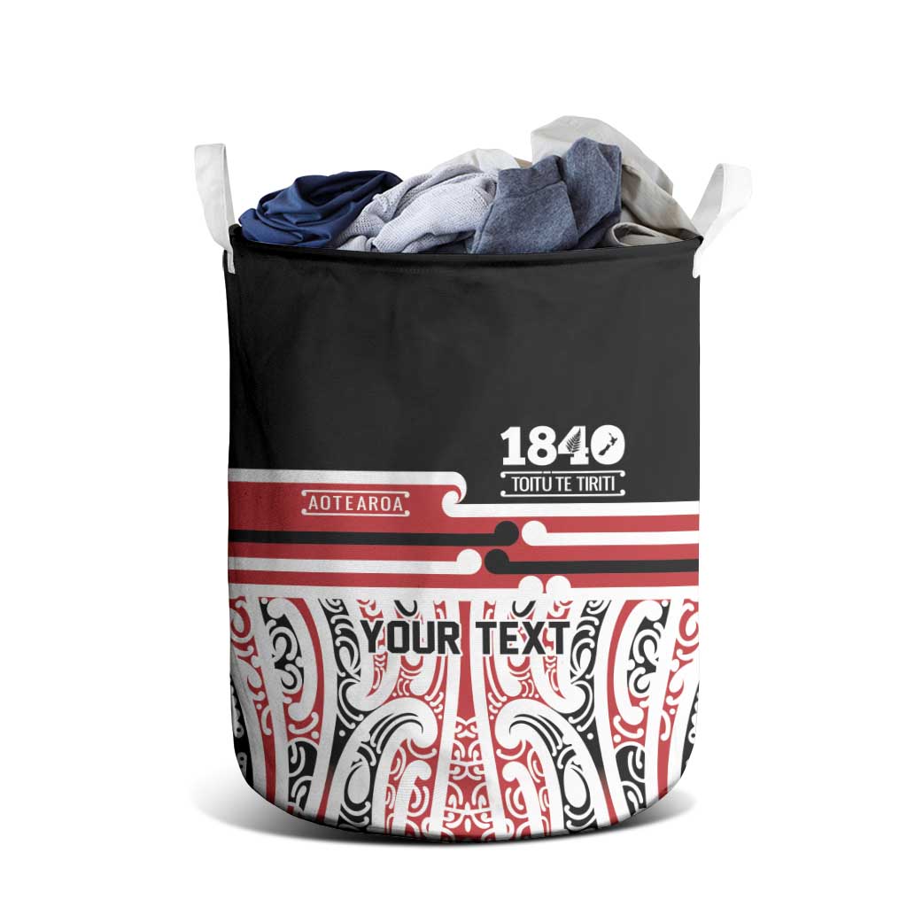 Personalised Toitu Te Tiriti Aotearoa 1840 Laundry Basket Red Kowhaiwhai Puhoro - Aussie Hoodie