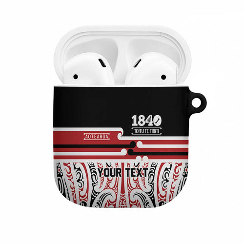 Personalised Toitu Te Tiriti Aotearoa 1840 AirPods Case Red Kowhaiwhai Puhoro - Aussie Hoodie