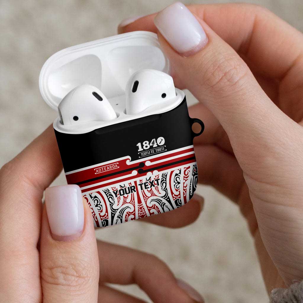 Personalised Toitu Te Tiriti Aotearoa 1840 AirPods Case Red Kowhaiwhai Puhoro - Aussie Hoodie