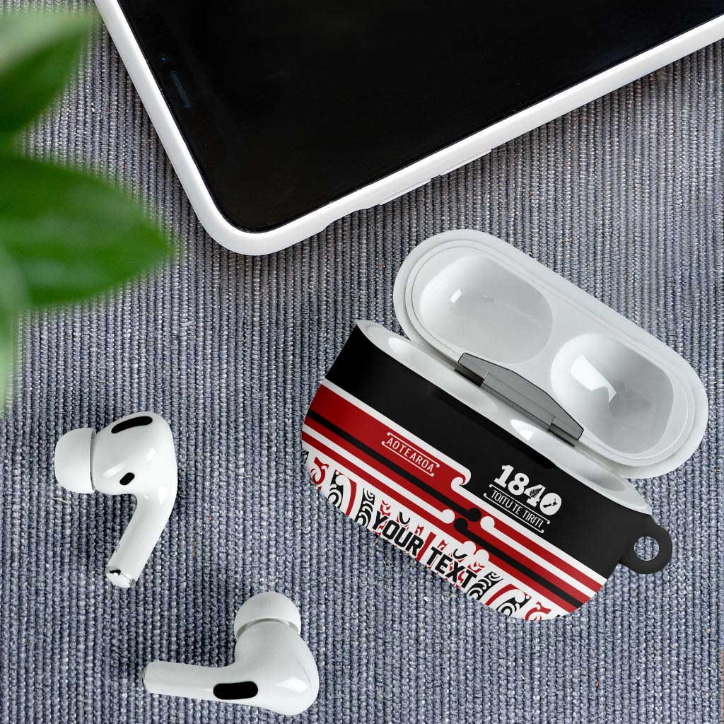 Personalised Toitu Te Tiriti Aotearoa 1840 AirPods Case Red Kowhaiwhai Puhoro - Aussie Hoodie
