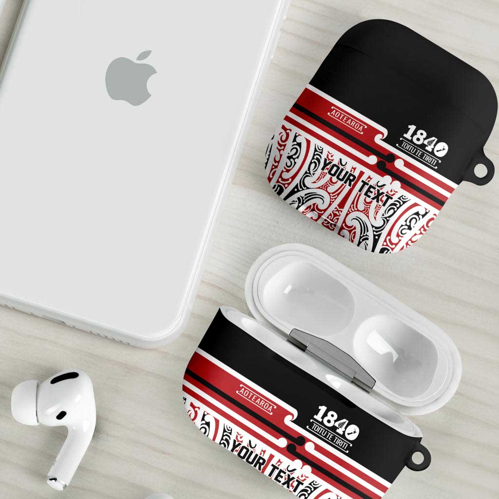 Personalised Toitu Te Tiriti Aotearoa 1840 AirPods Case Red Kowhaiwhai Puhoro - Aussie Hoodie