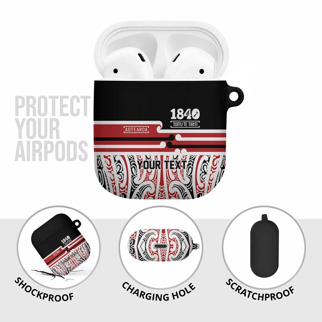 Personalised Toitu Te Tiriti Aotearoa 1840 AirPods Case Red Kowhaiwhai Puhoro - Aussie Hoodie