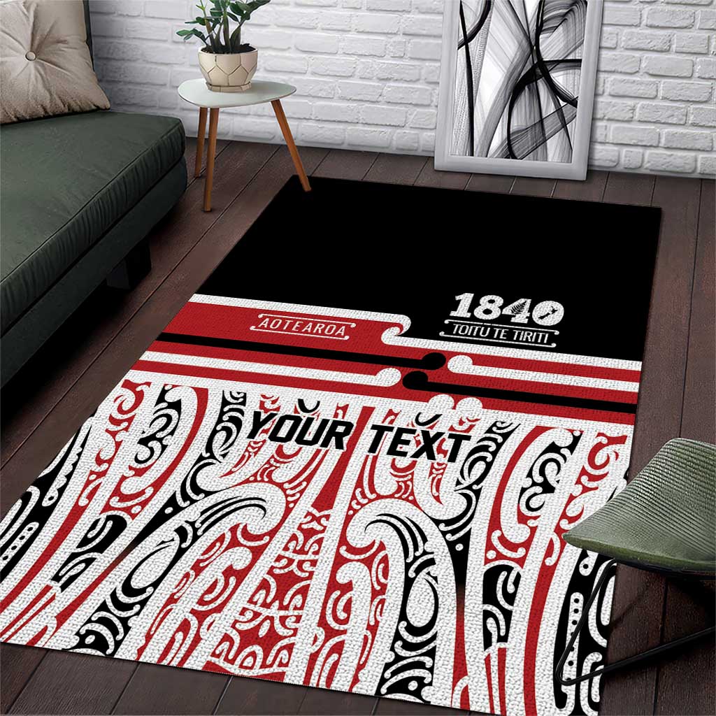 Personalised Toitu Te Tiriti Aotearoa 1840 Area Rug Red Kowhaiwhai Puhoro - Aussie Hoodie