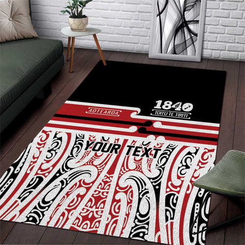 Personalised Toitu Te Tiriti Aotearoa 1840 Area Rug Red Kowhaiwhai Puhoro - Aussie Hoodie