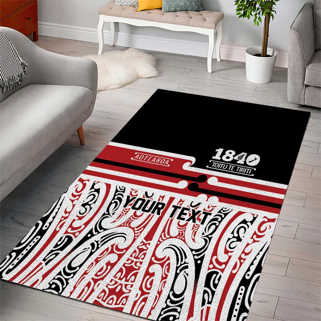Personalised Toitu Te Tiriti Aotearoa 1840 Area Rug Red Kowhaiwhai Puhoro - Aussie Hoodie