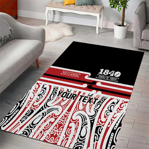 Personalised Toitu Te Tiriti Aotearoa 1840 Area Rug Red Kowhaiwhai Puhoro - Aussie Hoodie