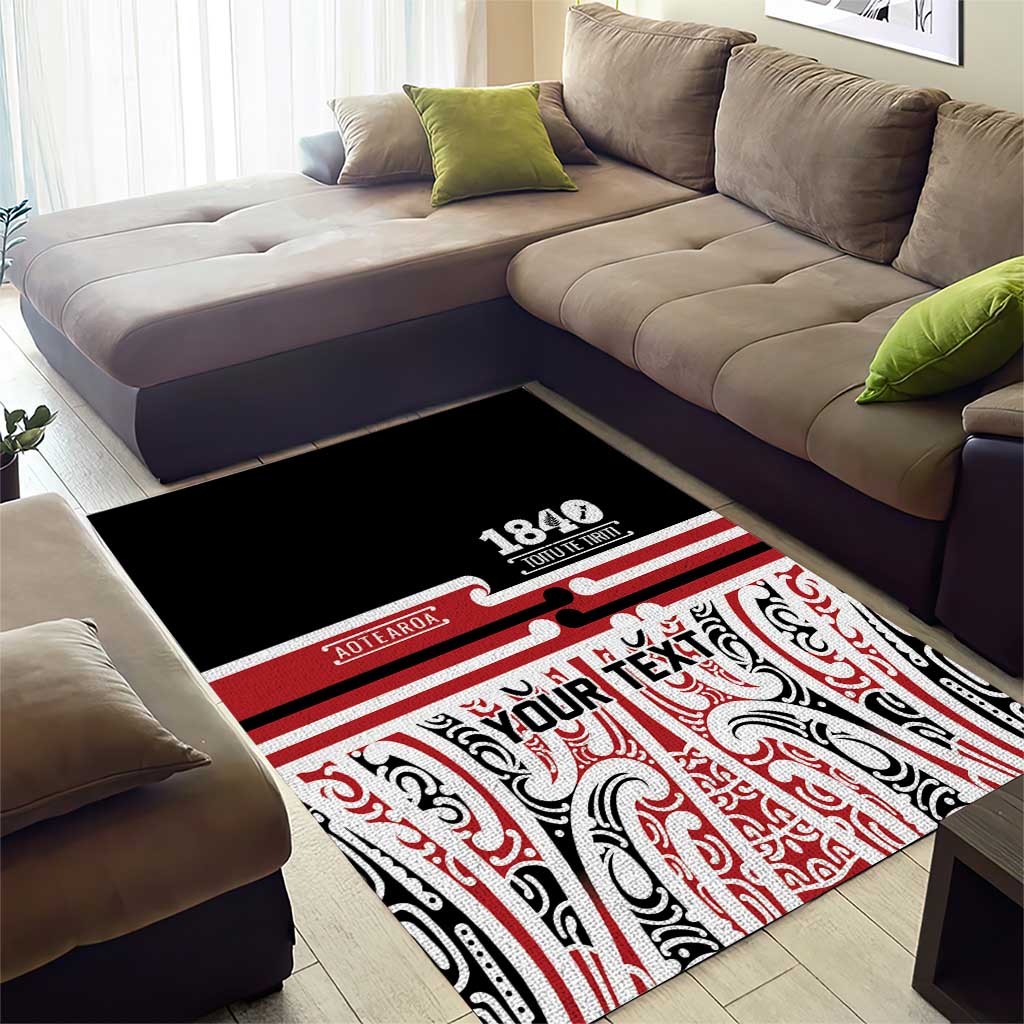 Personalised Toitu Te Tiriti Aotearoa 1840 Area Rug Red Kowhaiwhai Puhoro - Aussie Hoodie