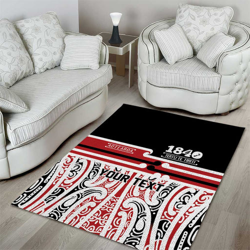 Personalised Toitu Te Tiriti Aotearoa 1840 Area Rug Red Kowhaiwhai Puhoro - Aussie Hoodie