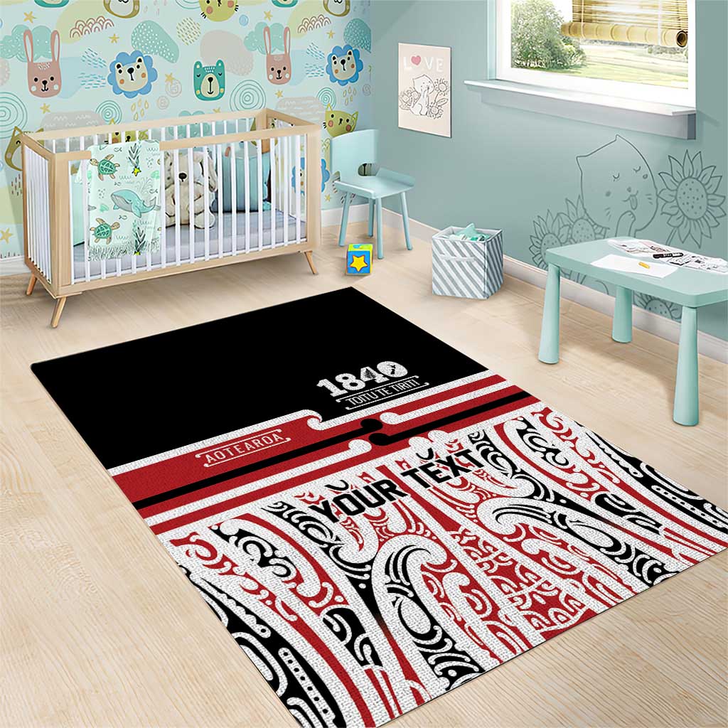 Personalised Toitu Te Tiriti Aotearoa 1840 Area Rug Red Kowhaiwhai Puhoro - Aussie Hoodie