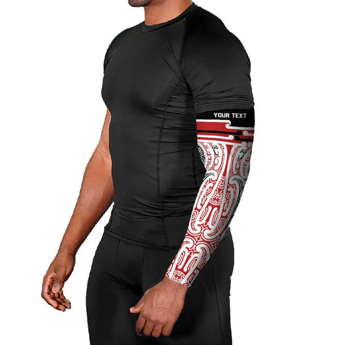 Personalised Toitu Te Tiriti Aotearoa 1840 Arm Sleeves Red Kowhaiwhai Puhoro - Aussie Hoodie
