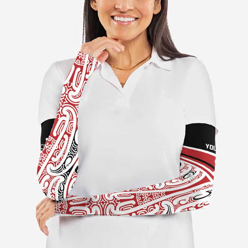Personalised Toitu Te Tiriti Aotearoa 1840 Arm Sleeves Red Kowhaiwhai Puhoro - Aussie Hoodie