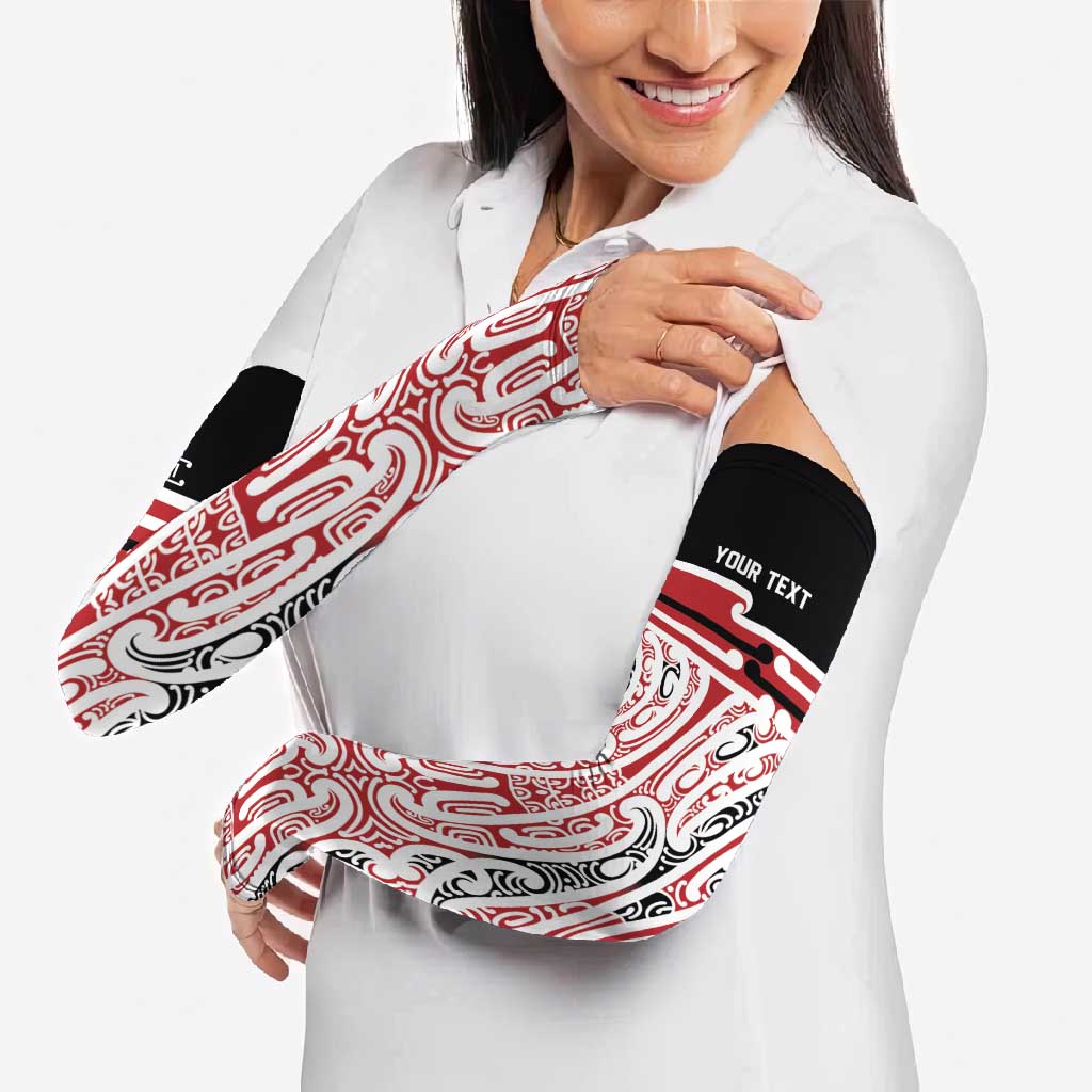 Personalised Toitu Te Tiriti Aotearoa 1840 Arm Sleeves Red Kowhaiwhai Puhoro - Aussie Hoodie