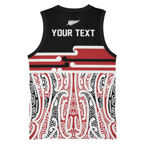 Personalised Toitu Te Tiriti Aotearoa 1840 Basketball Jersey Red Kowhaiwhai Puhoro - Aussie Hoodie