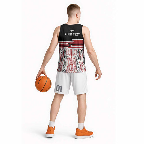 Personalised Toitu Te Tiriti Aotearoa 1840 Basketball Jersey Red Kowhaiwhai Puhoro - Aussie Hoodie