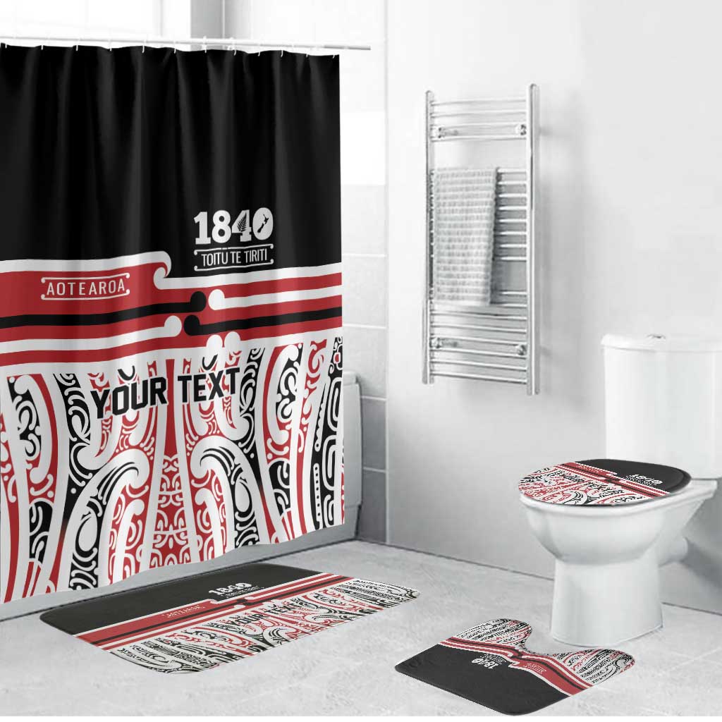 Personalised Toitu Te Tiriti Aotearoa 1840 Bathroom Set Red Kowhaiwhai Puhoro - Aussie Hoodie