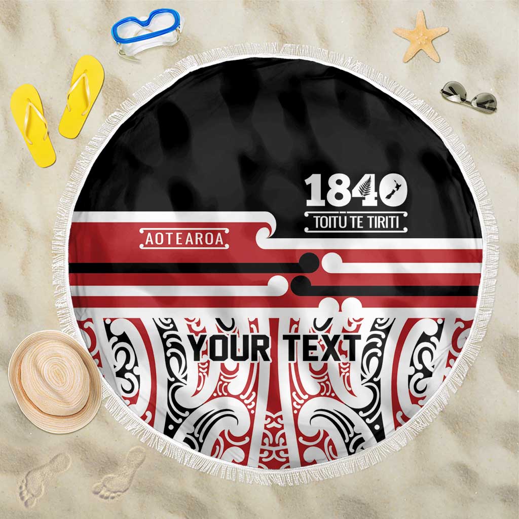 Personalised Toitu Te Tiriti Aotearoa 1840 Beach Blanket Red Kowhaiwhai Puhoro - Aussie Hoodie