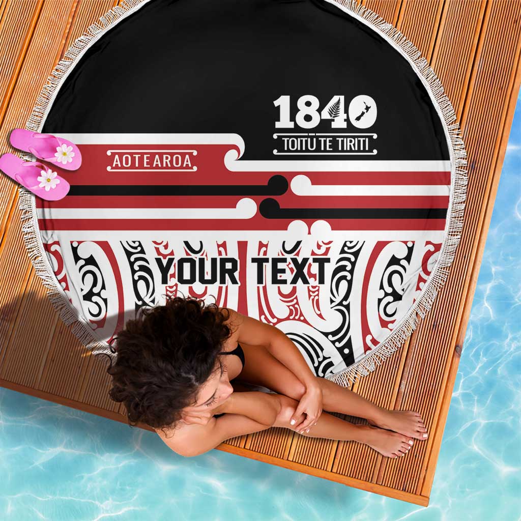 Personalised Toitu Te Tiriti Aotearoa 1840 Beach Blanket Red Kowhaiwhai Puhoro - Aussie Hoodie