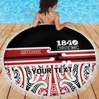 Personalised Toitu Te Tiriti Aotearoa 1840 Beach Blanket Red Kowhaiwhai Puhoro - Aussie Hoodie