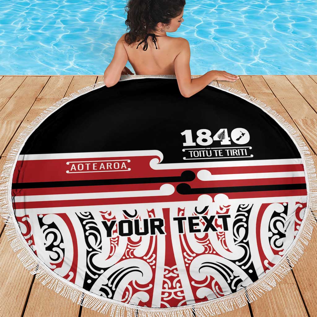 Personalised Toitu Te Tiriti Aotearoa 1840 Beach Blanket Red Kowhaiwhai Puhoro - Aussie Hoodie