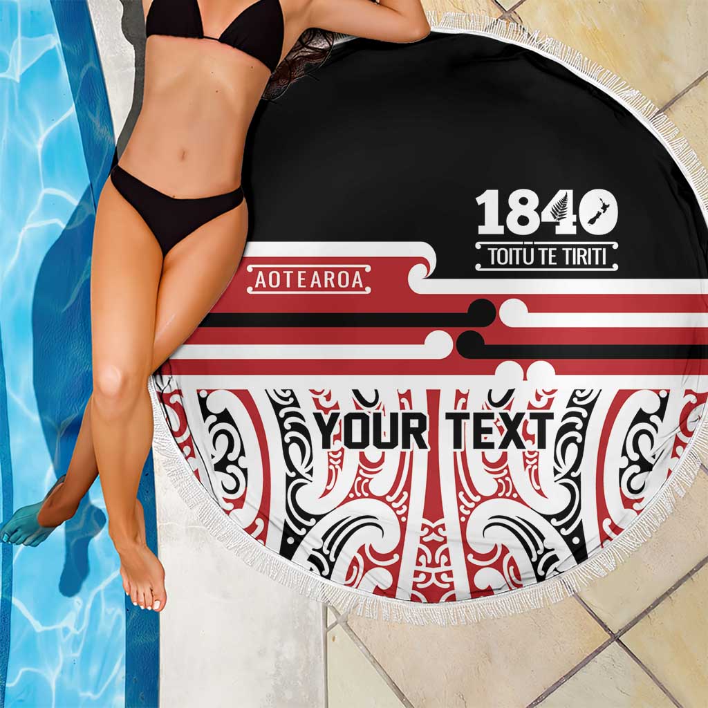 Personalised Toitu Te Tiriti Aotearoa 1840 Beach Blanket Red Kowhaiwhai Puhoro - Aussie Hoodie