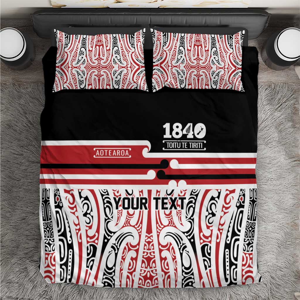 Personalised Toitu Te Tiriti Aotearoa 1840 Bedding Set Red Kowhaiwhai Puhoro - Aussie Hoodie