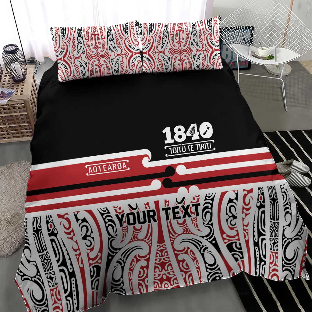 Personalised Toitu Te Tiriti Aotearoa 1840 Bedding Set Red Kowhaiwhai Puhoro - Aussie Hoodie