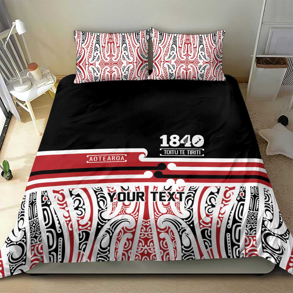 Personalised Toitu Te Tiriti Aotearoa 1840 Bedding Set Red Kowhaiwhai Puhoro - Aussie Hoodie