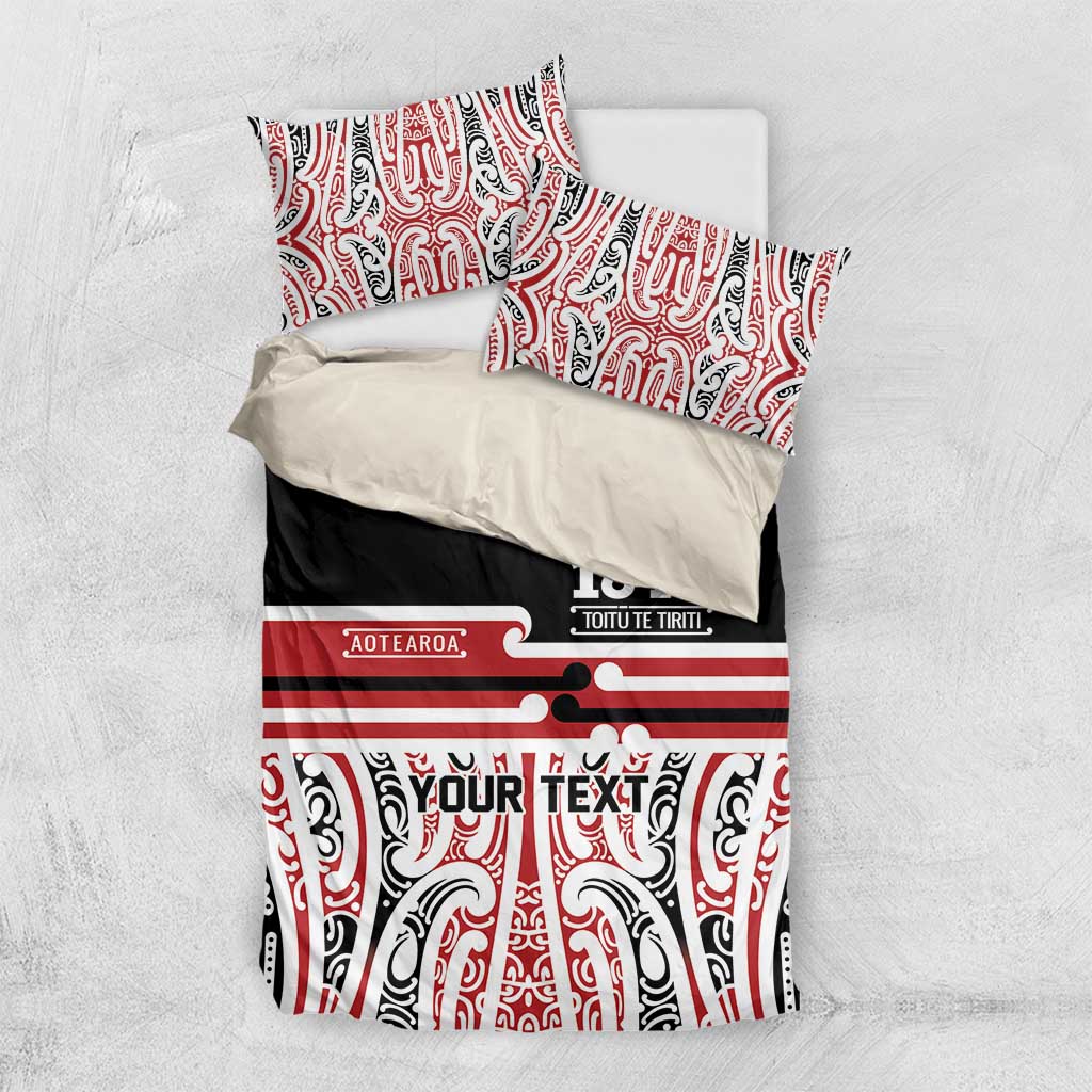 Personalised Toitu Te Tiriti Aotearoa 1840 Bedding Set Red Kowhaiwhai Puhoro - Aussie Hoodie