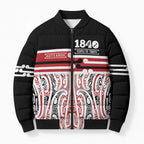 Personalised Toitu Te Tiriti Aotearoa 1840 Bomber Puffer Jacket Red Kowhaiwhai Puhoro - Aussie Hoodie