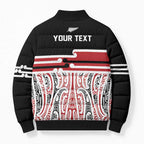 Personalised Toitu Te Tiriti Aotearoa 1840 Bomber Puffer Jacket Red Kowhaiwhai Puhoro - Aussie Hoodie