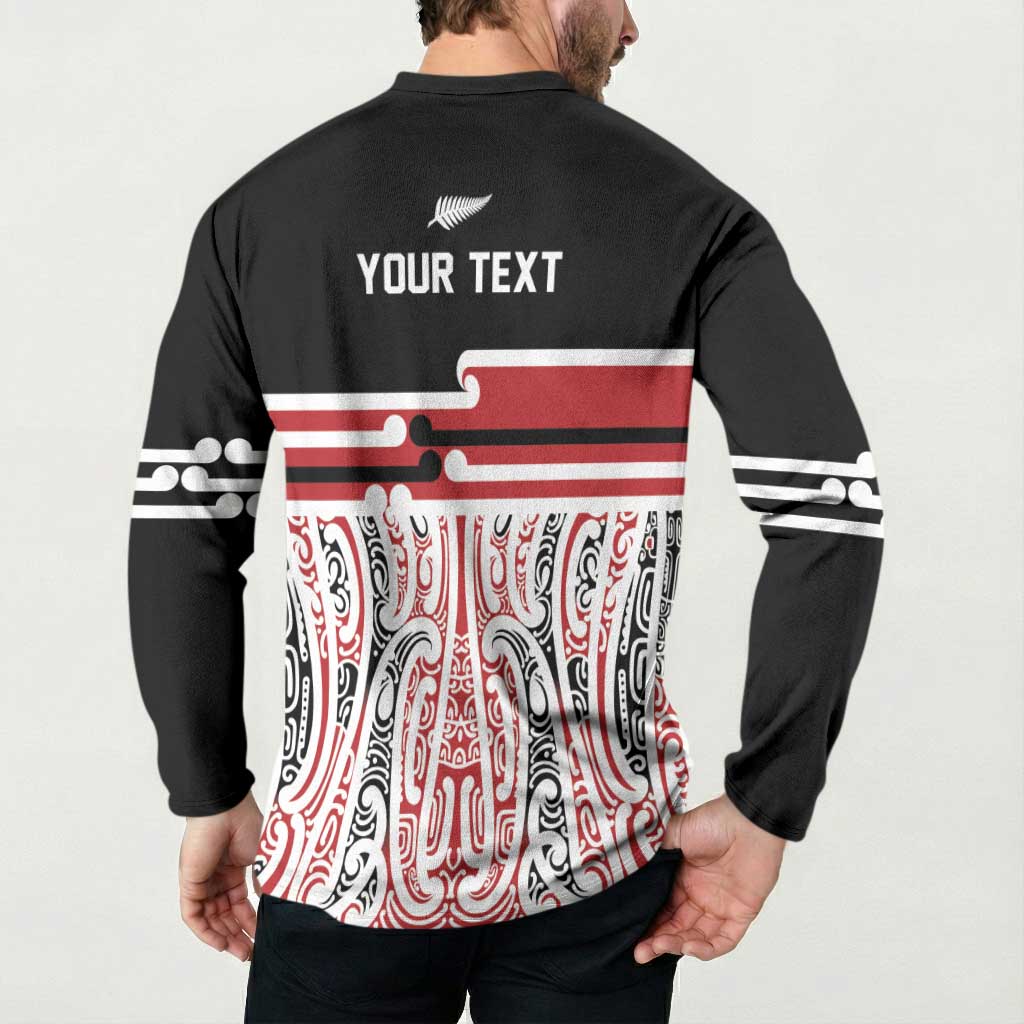 Personalised Toitu Te Tiriti Aotearoa 1840 Button Sweatshirt Red Kowhaiwhai Puhoro - Aussie Hoodie