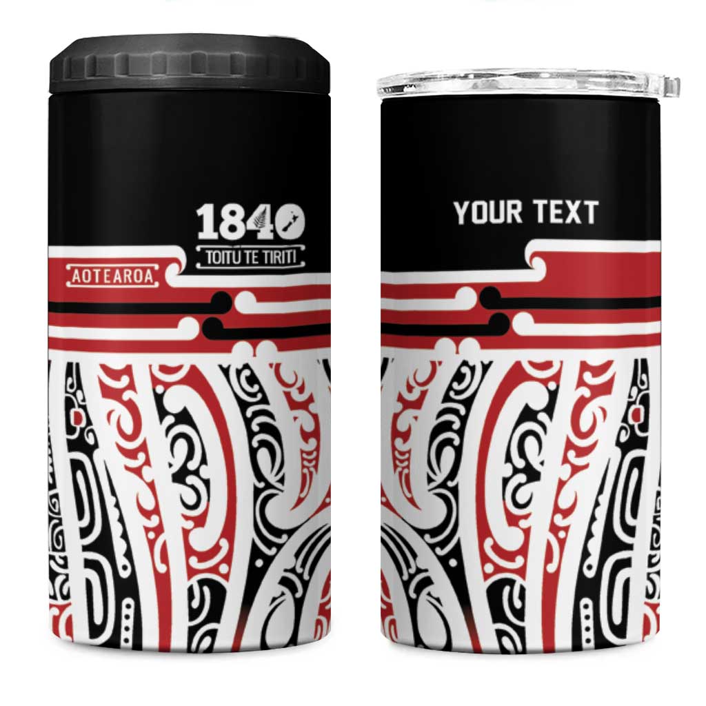 Personalised Toitu Te Tiriti Aotearoa 1840 4 in 1 Can Cooler Tumbler Red Kowhaiwhai Puhoro - Aussie Hoodie