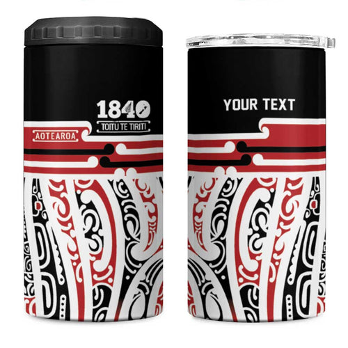 Personalised Toitu Te Tiriti Aotearoa 1840 4 in 1 Can Cooler Tumbler Red Kowhaiwhai Puhoro - Aussie Hoodie