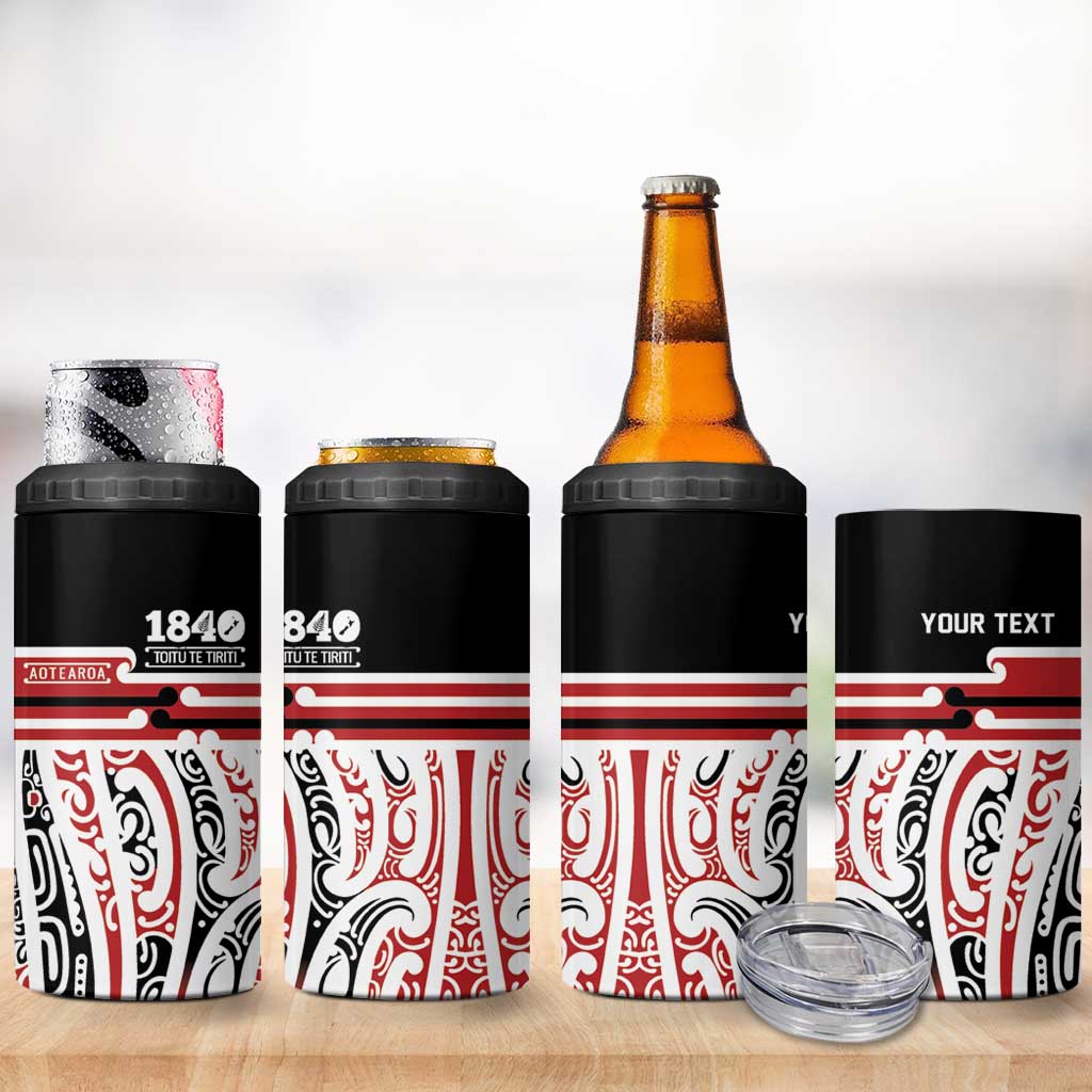 Personalised Toitu Te Tiriti Aotearoa 1840 4 in 1 Can Cooler Tumbler Red Kowhaiwhai Puhoro - Aussie Hoodie
