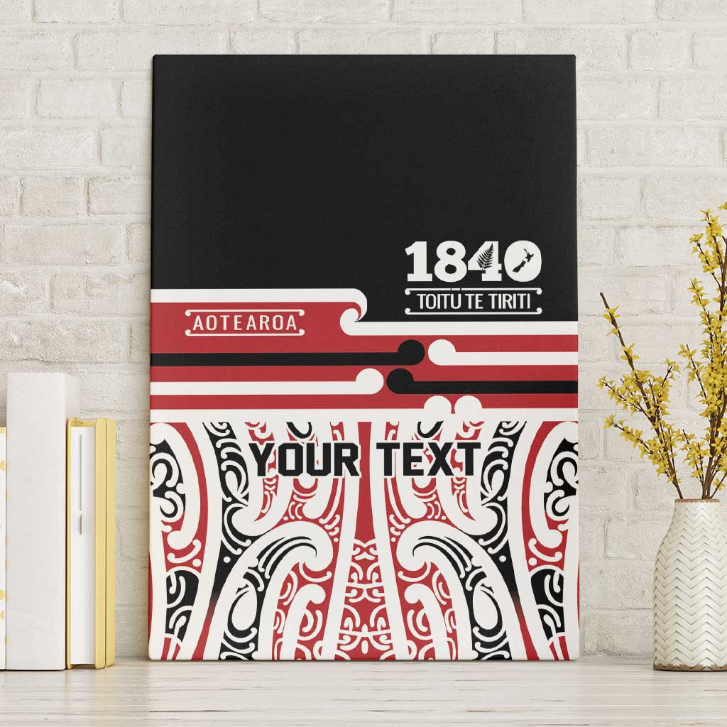 Personalised Toitu Te Tiriti Aotearoa 1840 Canvas Wall Art Red Kowhaiwhai Puhoro - Aussie Hoodie