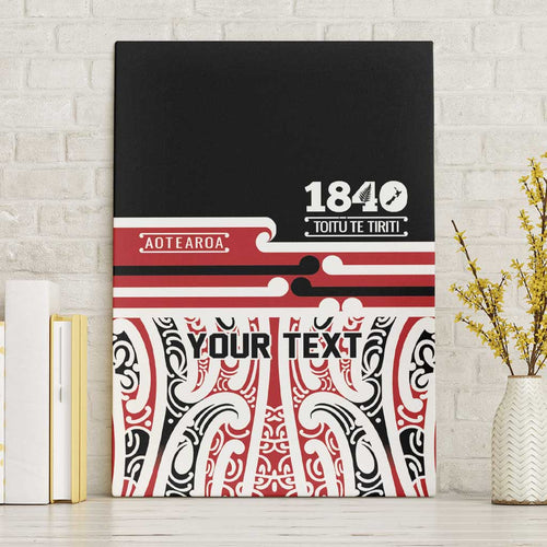 Personalised Toitu Te Tiriti Aotearoa 1840 Canvas Wall Art Red Kowhaiwhai Puhoro - Aussie Hoodie