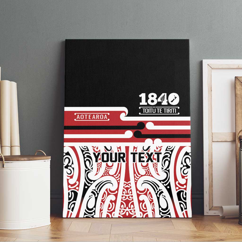 Personalised Toitu Te Tiriti Aotearoa 1840 Canvas Wall Art Red Kowhaiwhai Puhoro - Aussie Hoodie