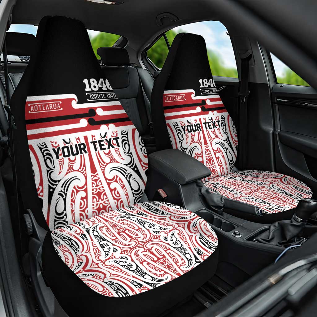 Personalised Toitu Te Tiriti Aotearoa 1840 Car Seat Cover Red Kowhaiwhai Puhoro - Aussie Hoodie