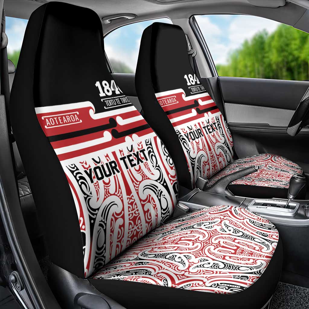 Personalised Toitu Te Tiriti Aotearoa 1840 Car Seat Cover Red Kowhaiwhai Puhoro - Aussie Hoodie