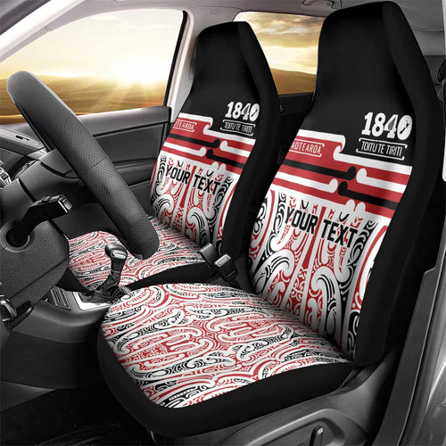 Personalised Toitu Te Tiriti Aotearoa 1840 Car Seat Cover Red Kowhaiwhai Puhoro - Aussie Hoodie