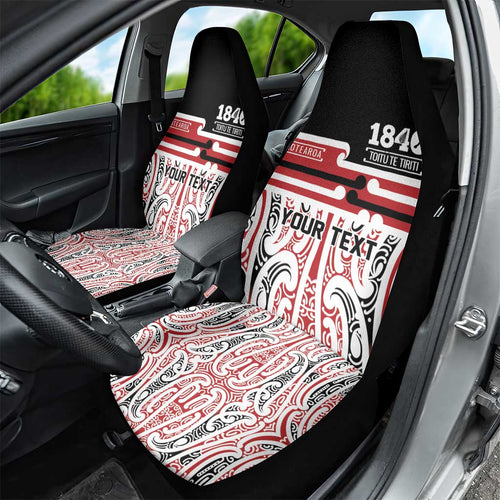 Personalised Toitu Te Tiriti Aotearoa 1840 Car Seat Cover Red Kowhaiwhai Puhoro - Aussie Hoodie