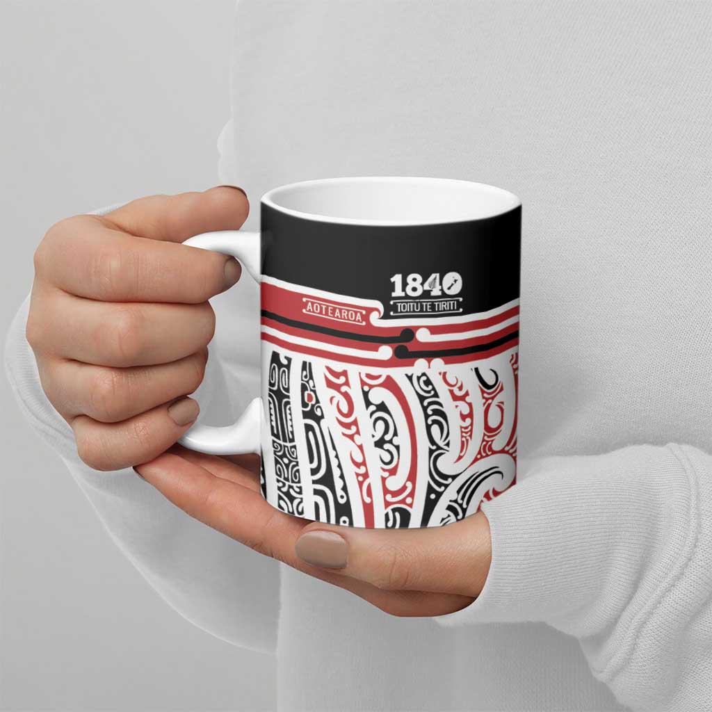 Personalised Toitu Te Tiriti Aotearoa 1840 Ceramic Mug Red Kowhaiwhai Puhoro - Aussie Hoodie