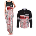 Personalised Toitu Te Tiriti Aotearoa 1840 Couples Matching Tank Maxi Dress and Long Sleeve Button Shirt Red Kowhaiwhai Puhoro - Aussie Hoodie