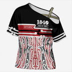 Personalised Toitu Te Tiriti Aotearoa 1840 Cross Shoulder Shirt Red Kowhaiwhai Puhoro - Aussie Hoodie