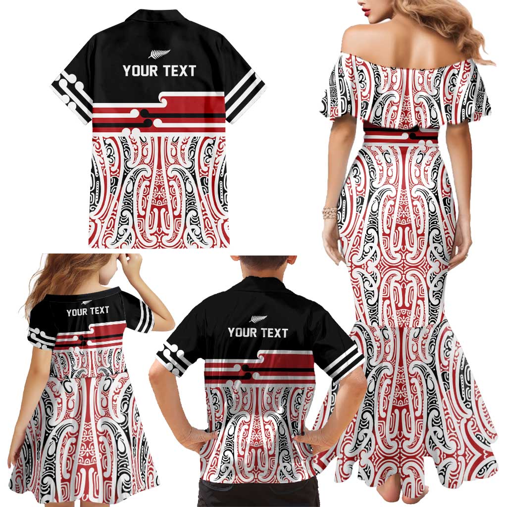 Personalised Toitu Te Tiriti Aotearoa 1840 Family Matching Mermaid Dress and Hawaiian Shirt Red Kowhaiwhai Puhoro - Aussie Hoodie