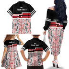Personalised Toitu Te Tiriti Aotearoa 1840 Family Matching Off The Shoulder Long Sleeve Dress and Hawaiian Shirt Red Kowhaiwhai Puhoro - Aussie Hoodie