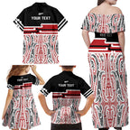 Personalised Toitu Te Tiriti Aotearoa 1840 Family Matching Off Shoulder Maxi Dress and Hawaiian Shirt Red Kowhaiwhai Puhoro - Aussie Hoodie