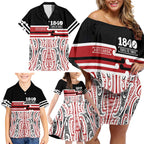 Personalised Toitu Te Tiriti Aotearoa 1840 Family Matching Off Shoulder Short Dress and Hawaiian Shirt Red Kowhaiwhai Puhoro - Aussie Hoodie