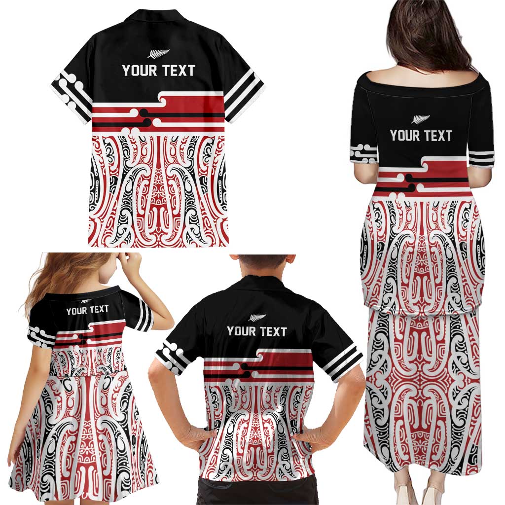 Personalised Toitu Te Tiriti Aotearoa 1840 Family Matching Puletasi and Hawaiian Shirt Red Kowhaiwhai Puhoro - Aussie Hoodie