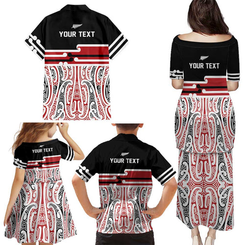 Personalised Toitu Te Tiriti Aotearoa 1840 Family Matching Puletasi and Hawaiian Shirt Red Kowhaiwhai Puhoro - Aussie Hoodie